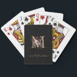 Modern Black Guld  Rosa Blommigt Monogrammad Casinokort<br><div class="desc">Modern svart- och guld-design med ett  blommönster för rosa som medger insyn. Anpassa enkelt ditt val av namn i ett calligraphy-skript för trendiget tillsammans med ditt initierade monogram.</div>