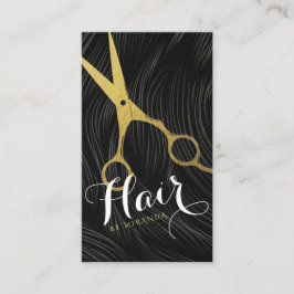 Modern Black Guld Scissors Hair Salon Hairstylist Tidsbeställning Kort