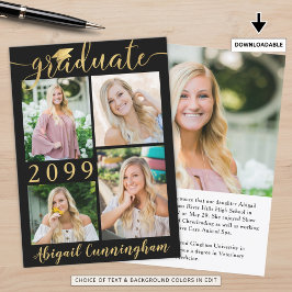 Modern Black Guld Script 5 Photo Student Meddelande