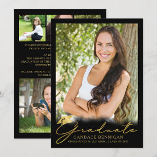 Modern Black Guld Script 5 Photo Studenten Meddelande