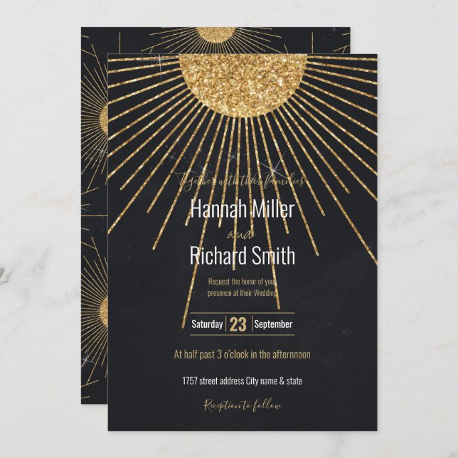 Modern Black Guld Shining Sol (Fram/baksida)