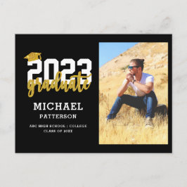 Modern Black Guld-skript, foto Studenten Meddelande Vykort