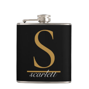 Modern Black Guld Snyggt Monogram Girly-skript Fickplunta