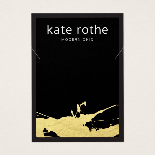 Modern Black Guld Spatter Necklace Visning Card Visitkort (Framsidan)