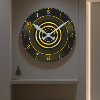 Modern Black Guld Spiral Wall Clock for Home Décor Rund Klocka