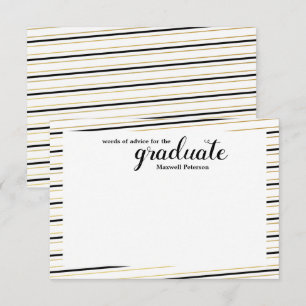 Modern Black & Guld Stripe Ord of Advice Inbjudningar