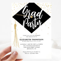 Modern Black Guld Studenten College GRAD Party