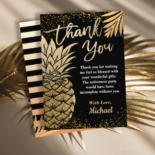 Modern Black Guld Tropical Pineapple Beach Party Tack Kort