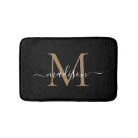 Modern Black Guld White Monogram Script-Elegant