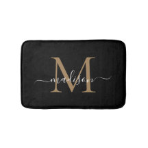 Modern Black Guld White Monogram Script-Elegant