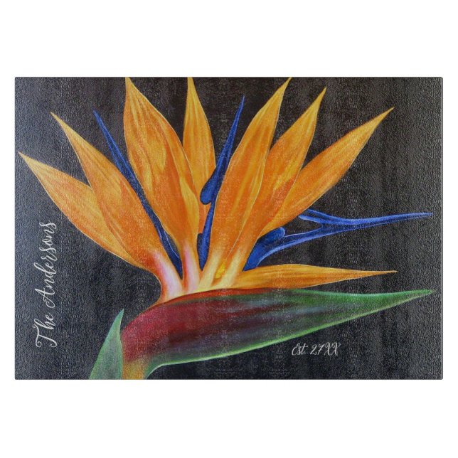 Modern Black Gult Blommigt Birds Paradise Namn (Framsidan)