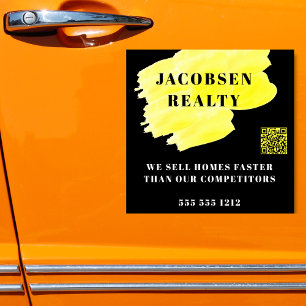 Modern Black Gult Business QR Code Marknadsföring Klistermärken