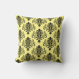 Modern Black Gult Damask Pattern Kudde