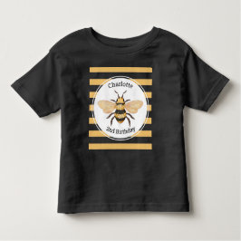 Modern Black Gult Rand Bee Födelsedagsfest T Shirt