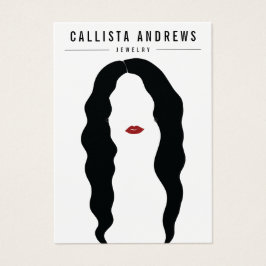 Modern Black Hair Läppar Girl Visning Earring Card Visitkort