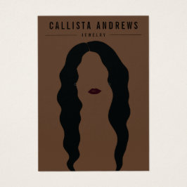 Modern Black Hair Läppar Girl Visning Earring Card Visitkort