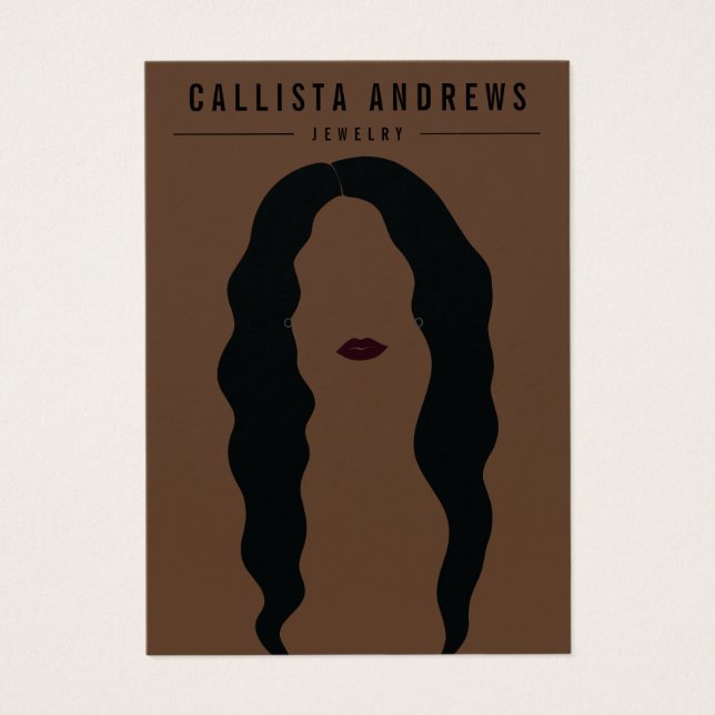 Modern Black Hair Läppar Girl Visning Earring Card Visitkort (Framsidan)