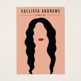 Modern Black Hair Läppar Girl Visning Earring Card Visitkort