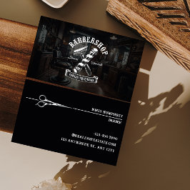 Modern Black Hair Stylist Barbershop Visitkort