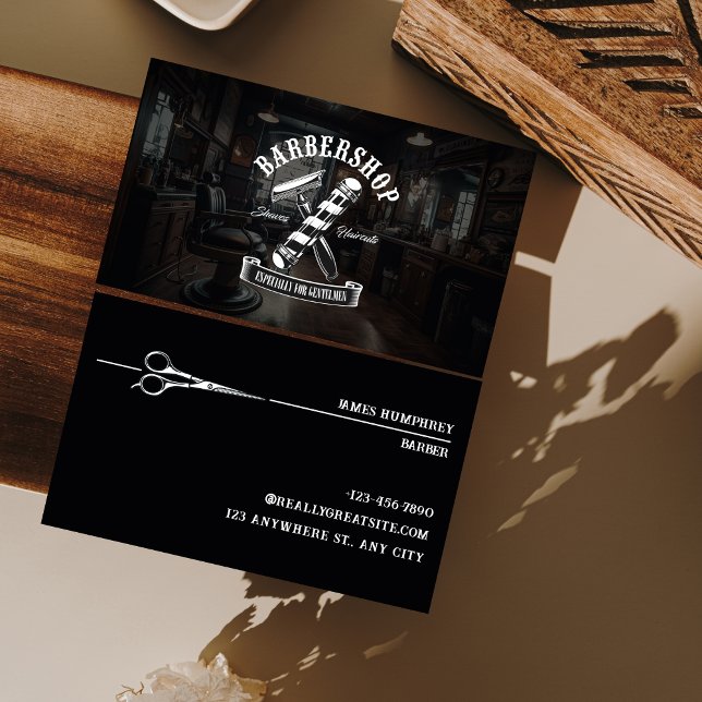 Modern Black Hair Stylist Barbershop Visitkort (Skapare uppladdad)