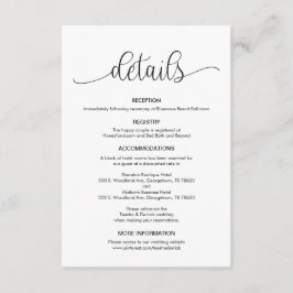 Modern Black Hand Lettered-design, Bröllop-detalje Tilläggskort