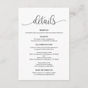 Modern Black Hand Lettered-design, Bröllop-detalje Tilläggskort