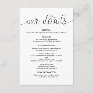 Modern Black Hand Lettered-design, Bröllop-detalje Tilläggskort