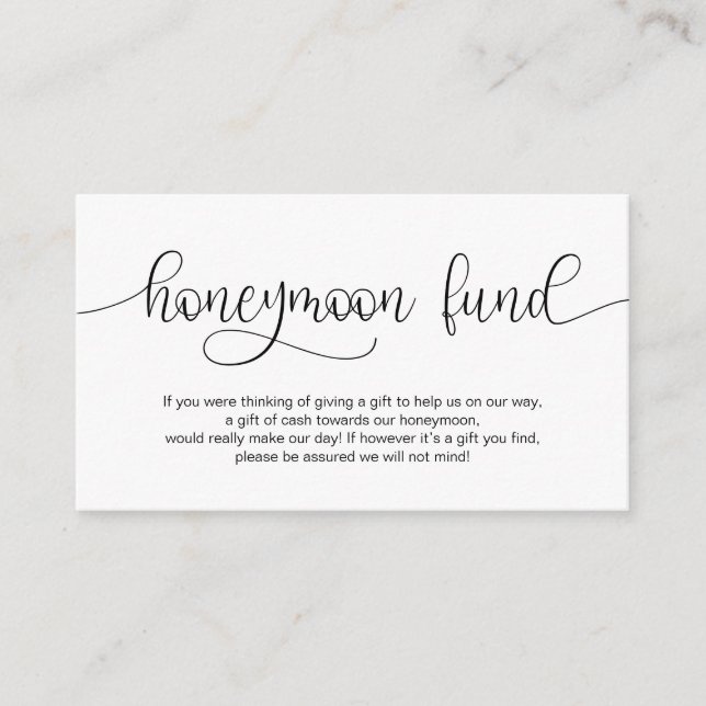 Modern Black Hand Lettered-design, Honeymoon Wish Tilläggskort (Framsida)