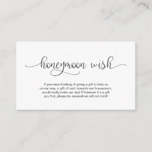 Modern Black Hand Lettered-design, Honeymoon Wish Tilläggskort
