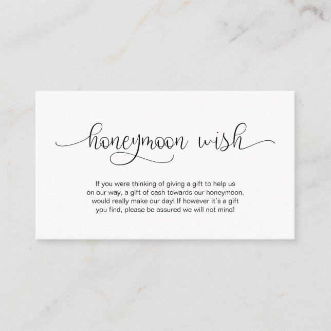 Modern Black Hand Lettered-design, Honeymoon Wish Tilläggskort (Framsida)