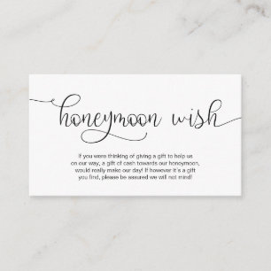 Modern Black Hand Lettered-design, Honeymoon Wish Tilläggskort