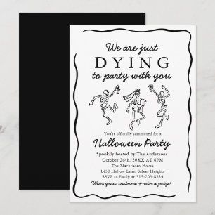 Modern Black Hand plockade Skeletons Halloween fes Inbjudningar