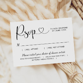 Modern Black Heart Calligraphy Script Bröllop OSA Kort