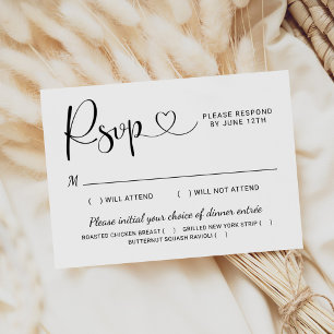 Modern Black Heart Calligraphy Script Bröllop OSA Kort