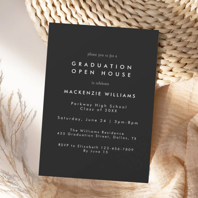 Modern Black High School Graduation Invitation Tack Kort (Skapare uppladdad)