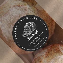 Modern Black Homemade Bakery Sourdough Sticker Runt Klistermärke