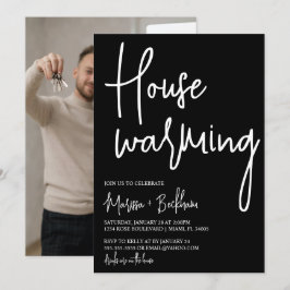 Modern Black Houseuppvärmning-inbjudan Inbjudningar