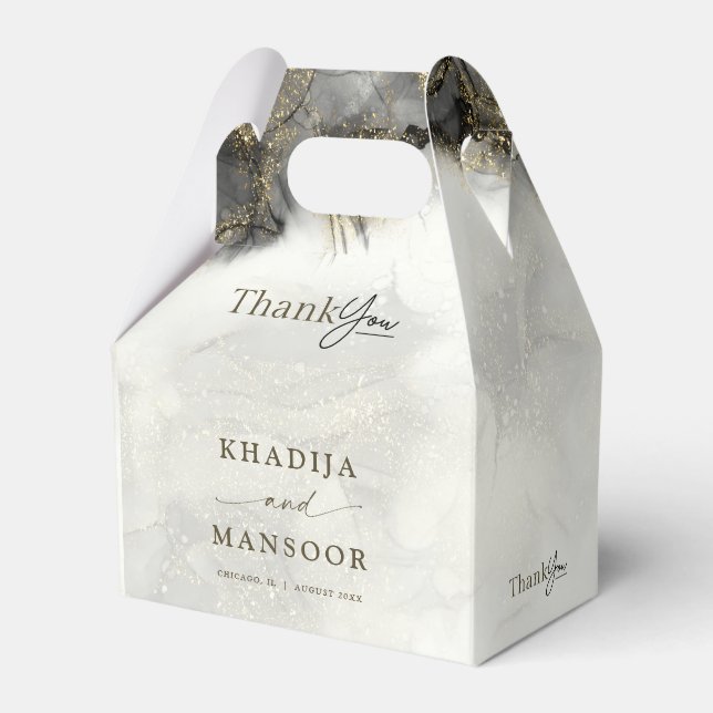 Modern Black Invez Guld Islamiska Bröllop Tack Presentaskar (Framsidan Sidan)