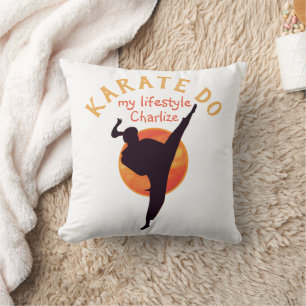 Modern Black Japan Karate Silhouette Martial Arts Kudde