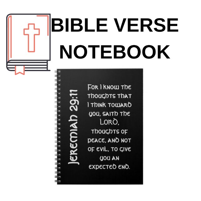 Modern Black Jeremiah 29:11 Bible Verse Anteckningsbok (Add Your Favorite Bible Verse)