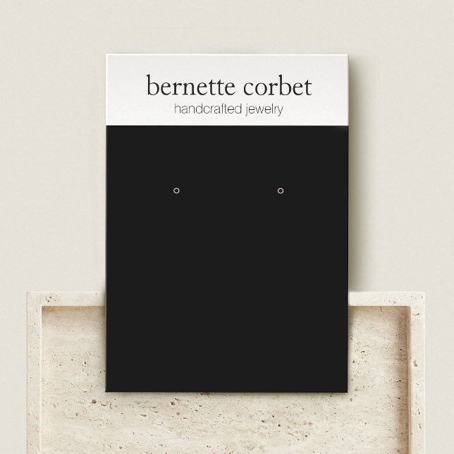 Modern Black Jewelry Designer Earring Visning Card Visitkort (Skapare uppladdad)