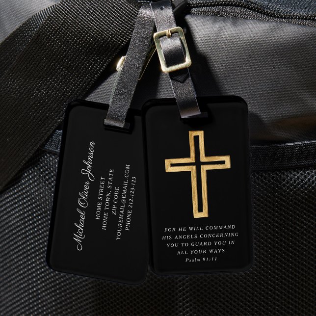 Modern Black Kor Bagagebricka (Modern Black Cross Luggage Tag)