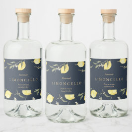Modern Black Lemons Limoncello Event Bröllop Spritflaskor Etikett
