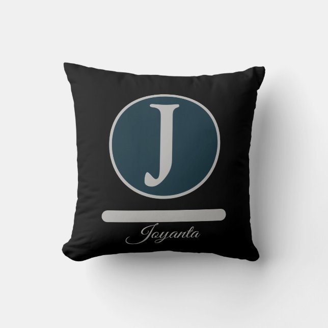 Modern Black Light greay Monogram Elegant Kudde (Framsida)