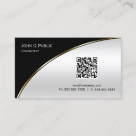 Modern Black Light Silver QR Elegant Professionell Visitkort