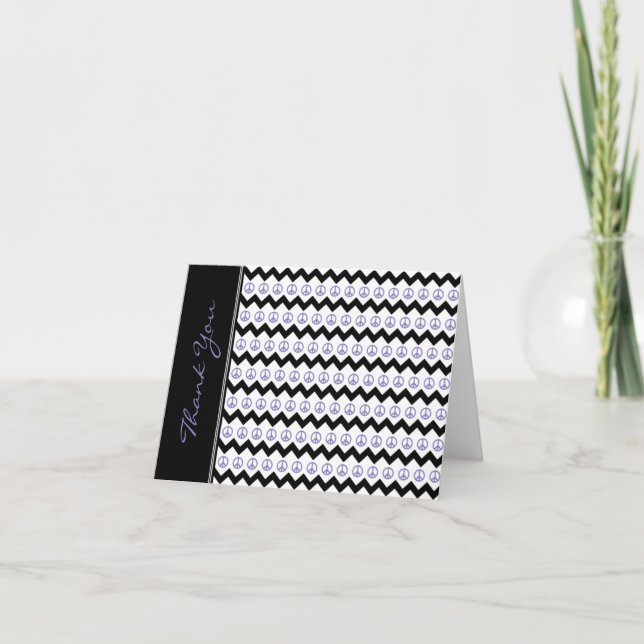 Modern Black Lila Chevron Fredstecken Tack Kort (Framsida)