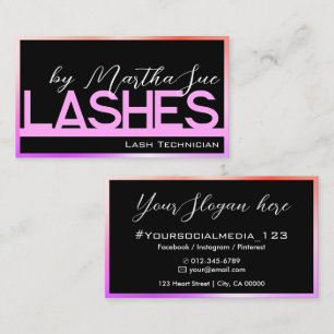 Modern Black Lila Rosa Ombre Beauty Lash Ideas Visitkort
