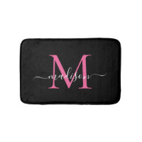 Modern Black Magenta Rosa Monogram Script Elegant