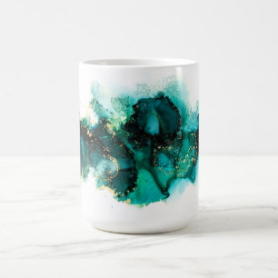 Modern Bläck-målad judisk Grönt design Kaffemugg