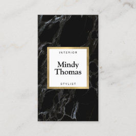 Modern Black Marble Faux Guld Ram Visitkort
